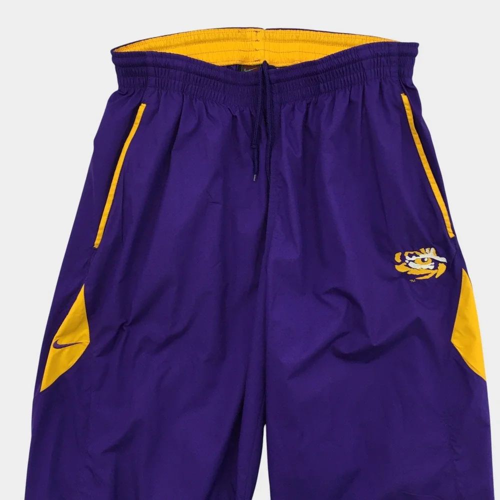 VINTAGE Nike Y2K LSU Tigers‎ Purple Clima-FIT Track Pants Mens Large Windbreaker